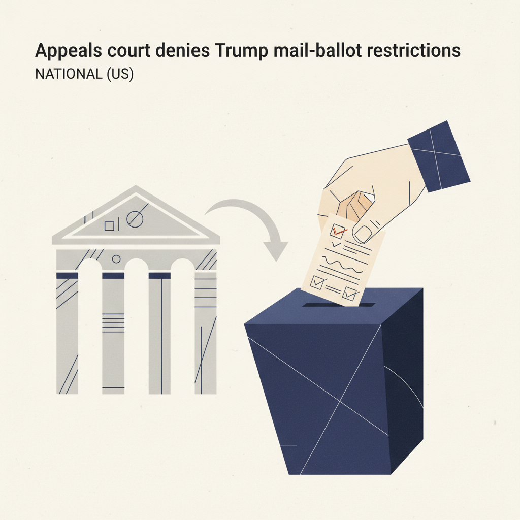 Appeals court denies Trump mail-ballot restrictions